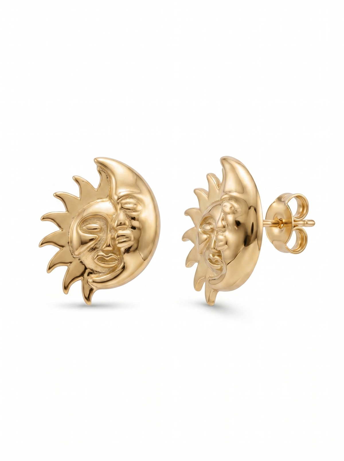 Sun And Moon Gold Earring - Gold Earring Pair