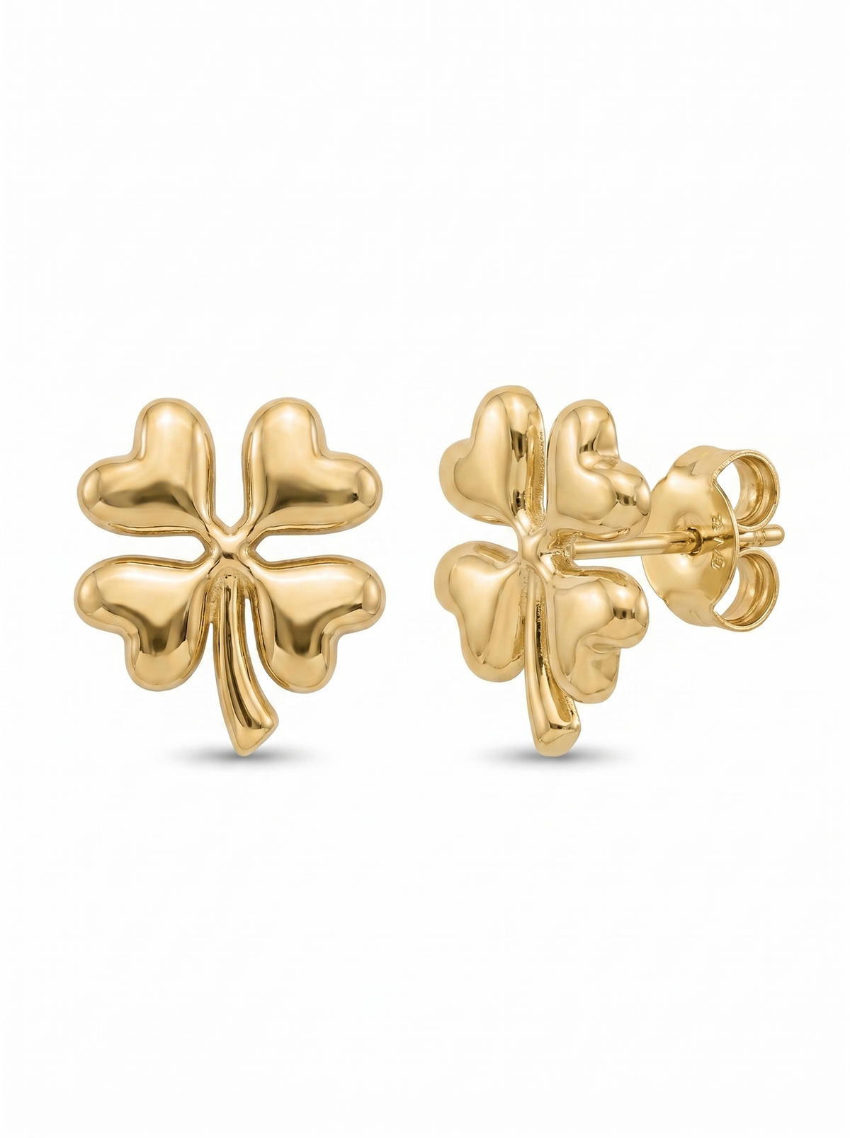 Four-Leaf Clover Gold Earring - Gold Earring Pair