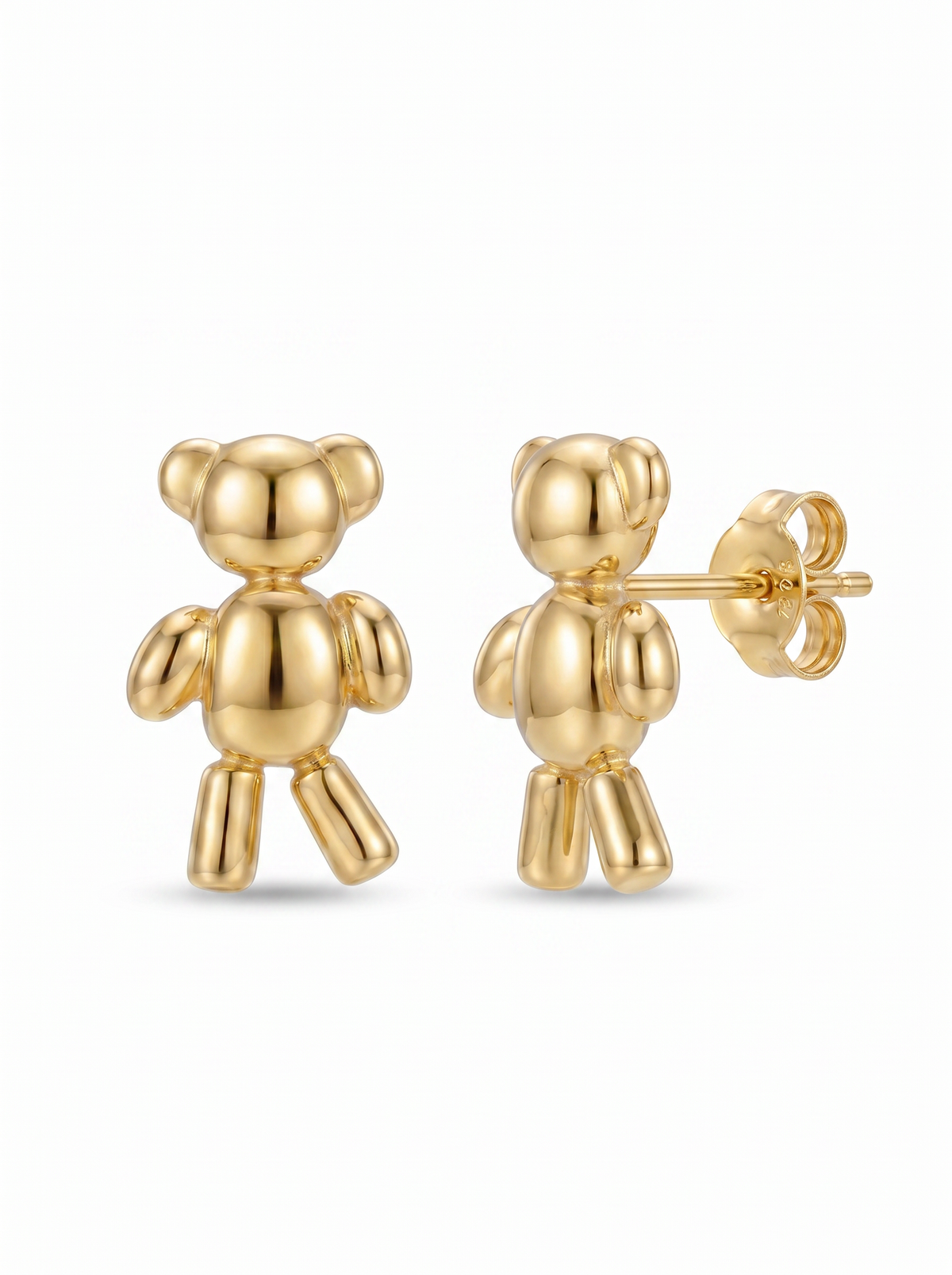 Balloon Bear Gold Earring - Gold Earring Pair