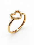 Beaded Open Heart Gold Ring