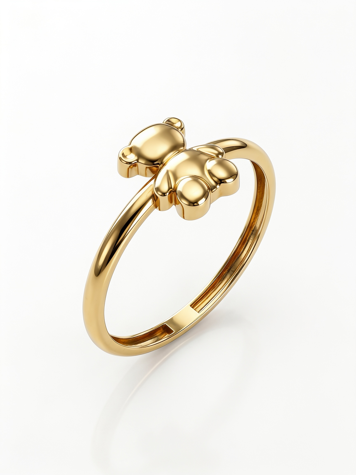 Sitting Teddy Bear Gold Ring