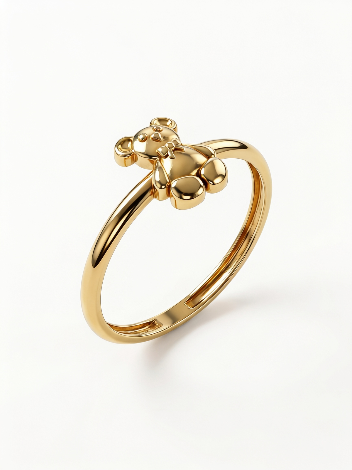 Standing Plush Bear Gold Ring