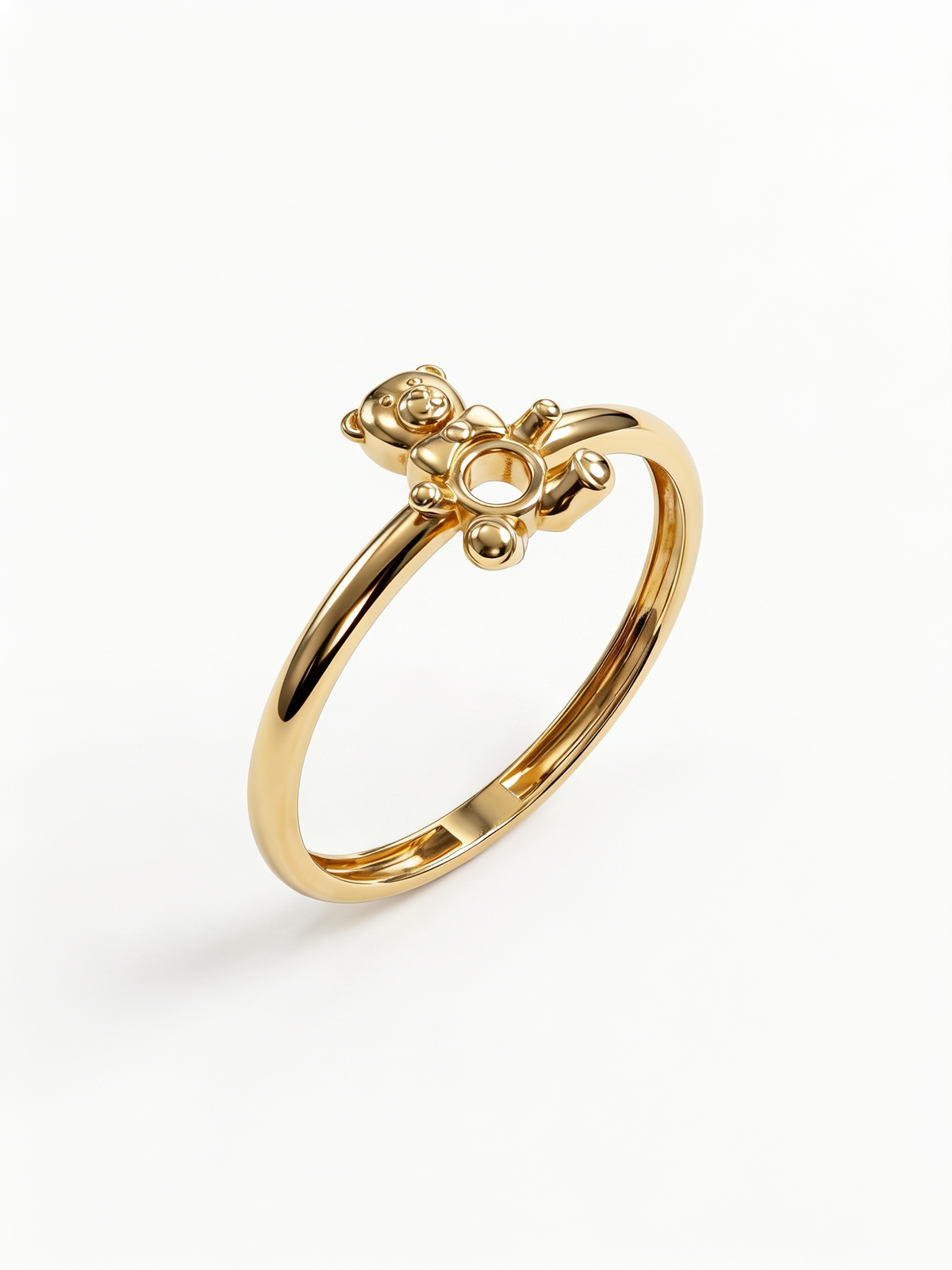 Bear with Hoop Gold Ring