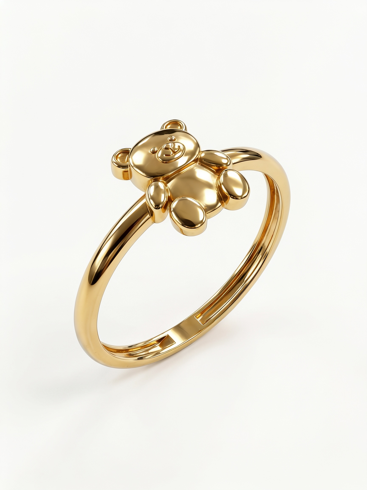 Polished Teddy Bear Gold Ring