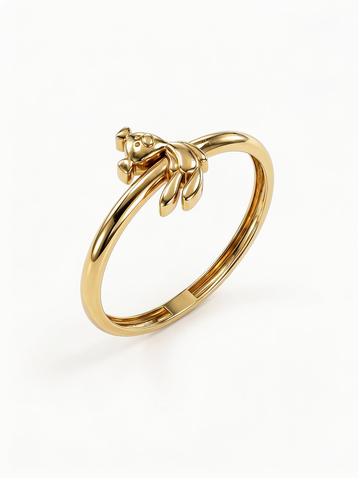Playful Teddy Bear Gold Ring