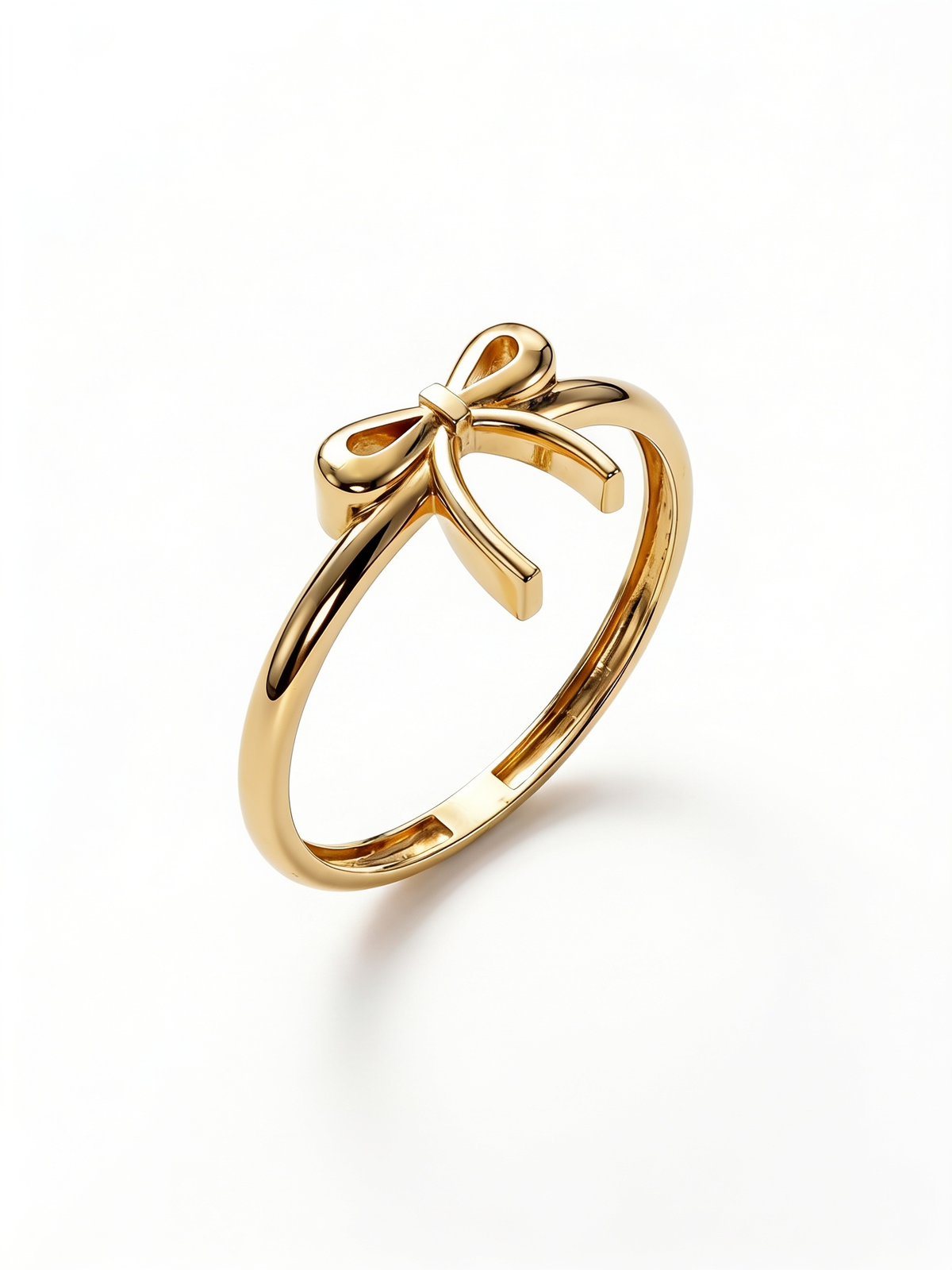 Trailing Ribbon Bow Gold Ring