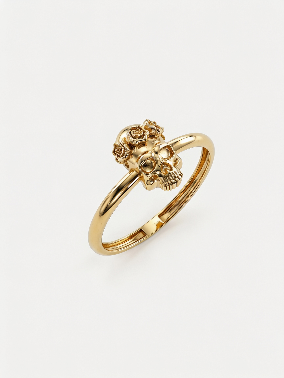 Rose Crown Skull Gold Ring