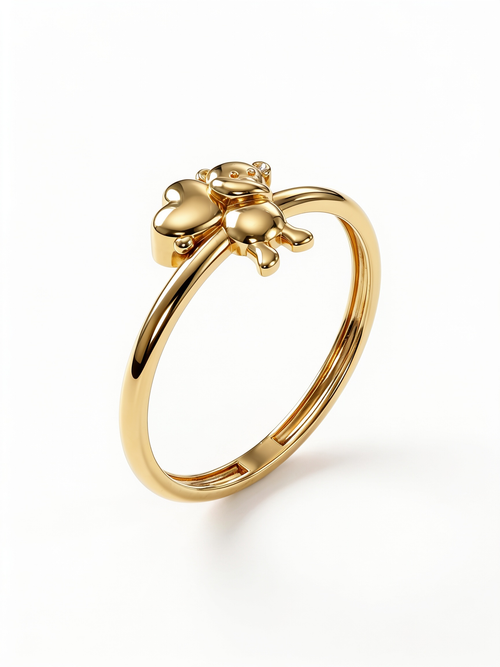 Bear Hugging Heart Gold Ring