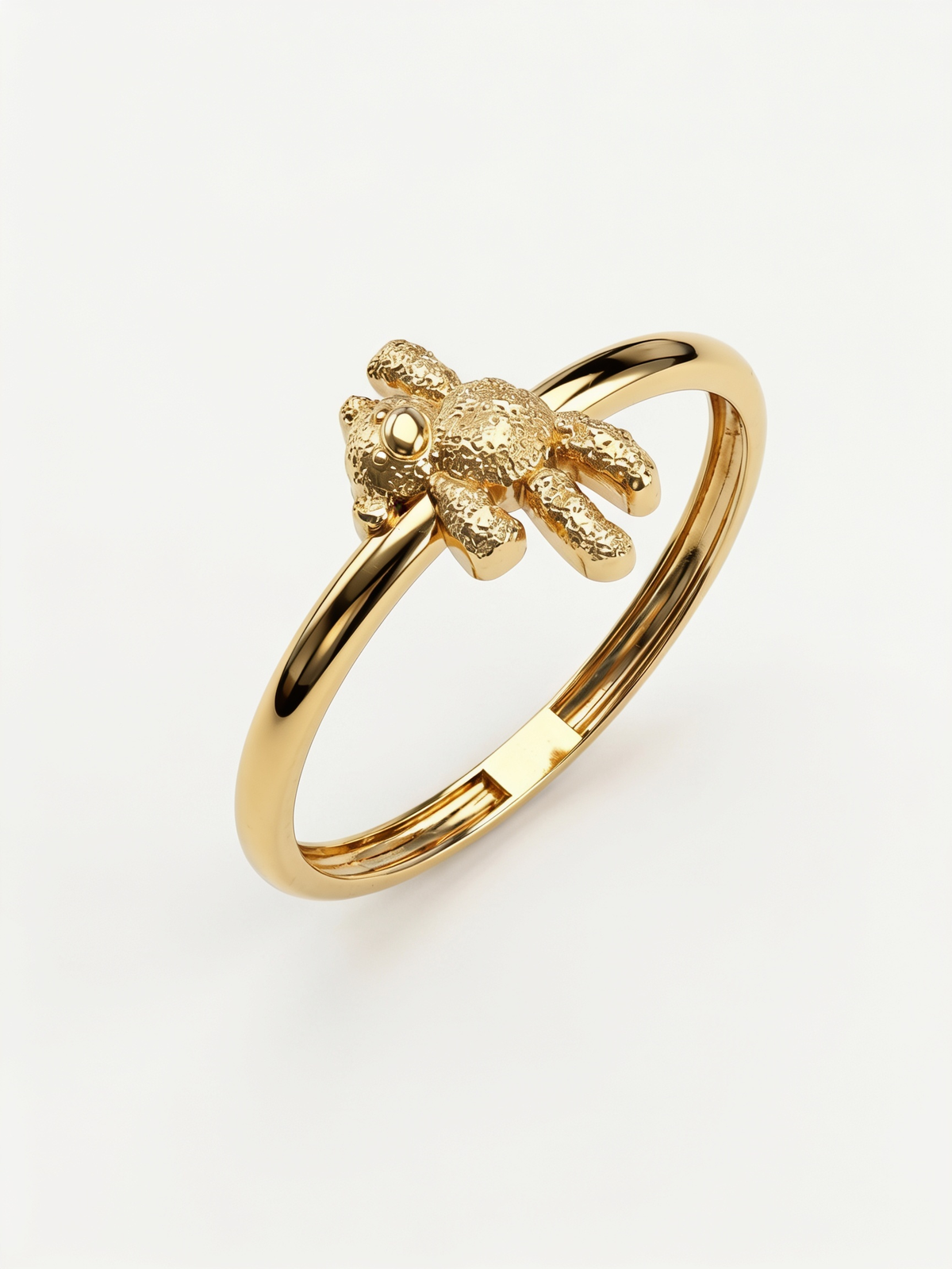 Textured Teddy Bear Gold Ring