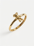 Standing Plush Bear Gold Ring
