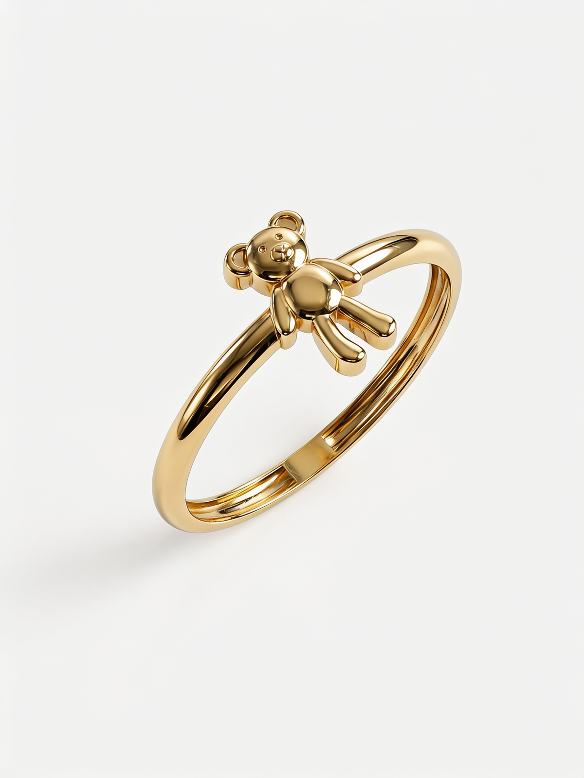 Standing Plush Bear Gold Ring