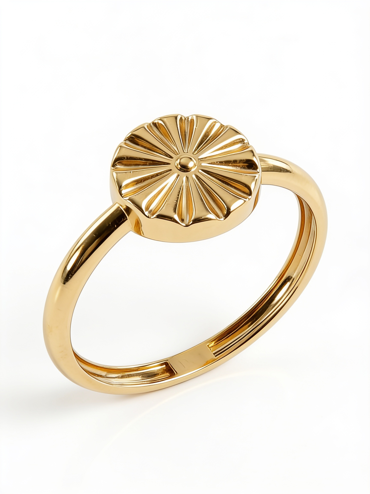 Sunburst Medallion Gold Ring
