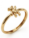 Waving Teddy Bear Gold Ring