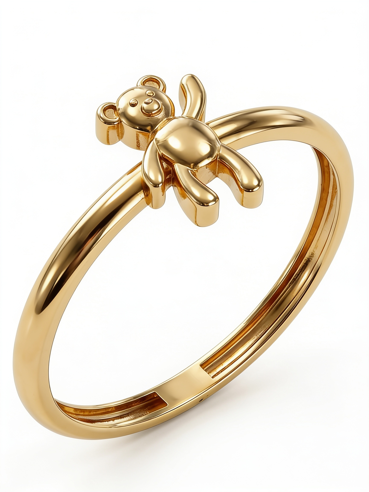 Waving Teddy Bear Gold Ring