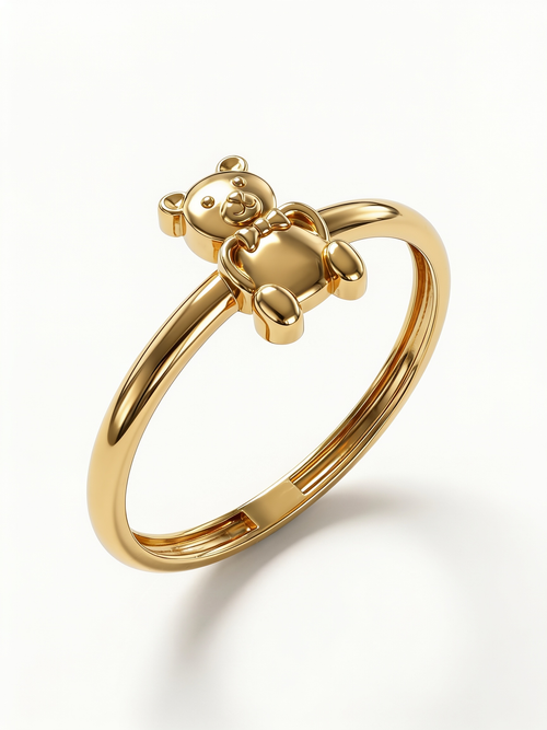 Bowtie Teddy Bear Gold Ring