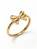 Puffed Ribbon Bow Gold Ring