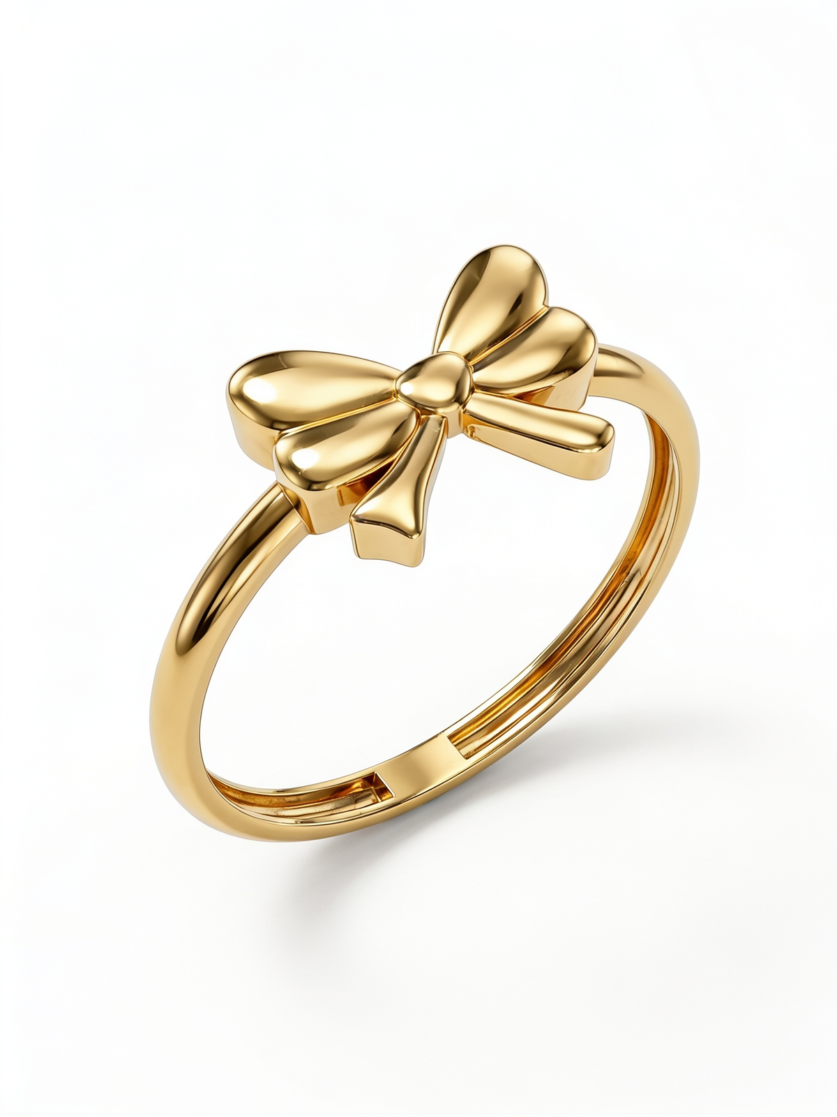 Puffed Ribbon Bow Gold Ring