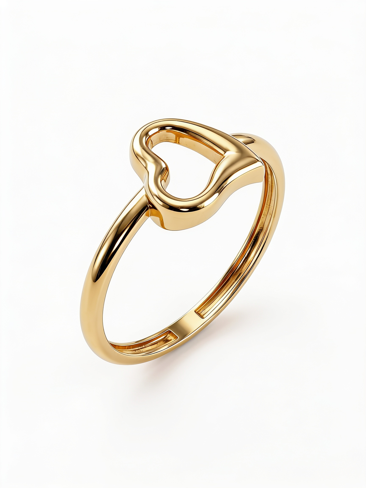 Tilted Open Heart Gold Ring