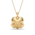 Heart in Hands Gold Pendant Necklace