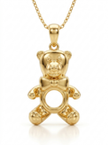 Bear with Hoop Gold Pendant Necklace